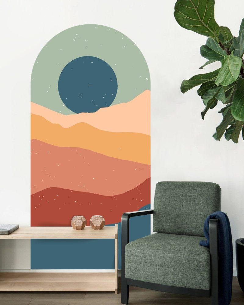 1 St Simple Life Mountain Sunset Arch Dekal Vattentät Väggmålning, Flora Grossist, väggdekoration