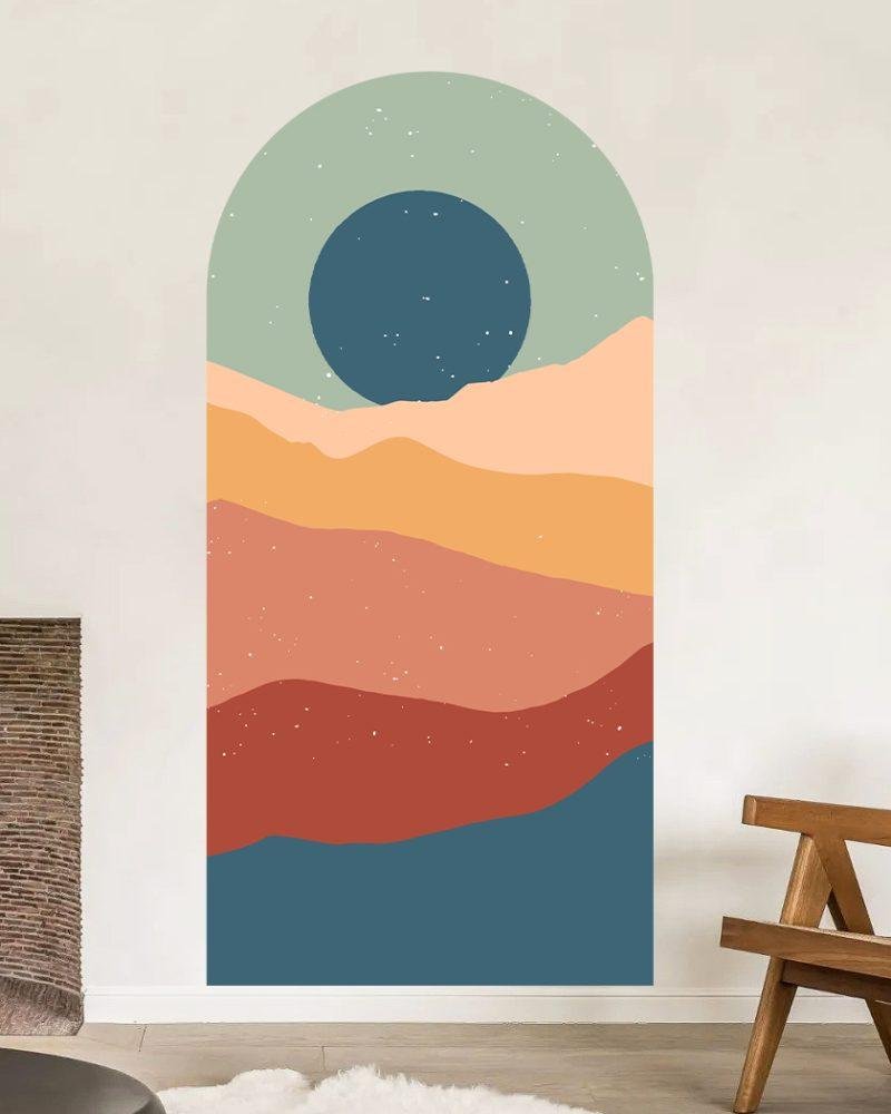 1 St Simple Life Mountain Sunset Arch Dekal Vattentät Väggmålning, Flora Grossist, väggdekoration