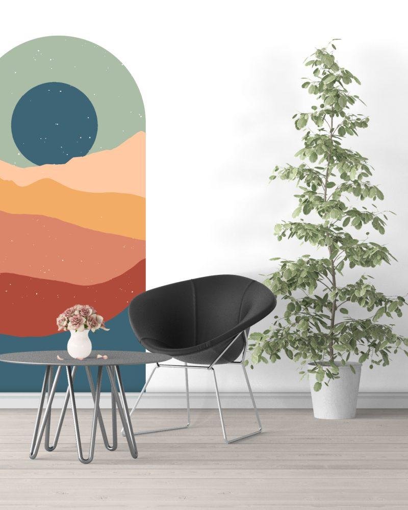 1 St Simple Life Mountain Sunset Arch Dekal Vattentät Väggmålning, Flora Grossist, väggdekoration