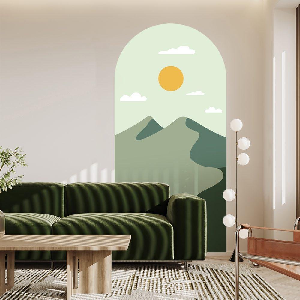 Simple Life Mountain Sunset Arch Decal Headboard Wall Sticker, Flora Grossist, väggdekoration