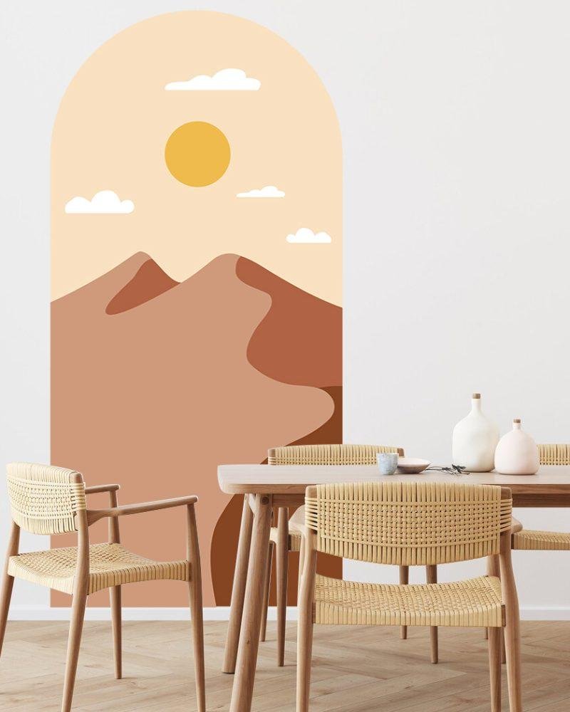 Enkel Fjäll- och Solbåge Dekal Huvudgavel Väggdekal, Flora Grossist, väggdekoration