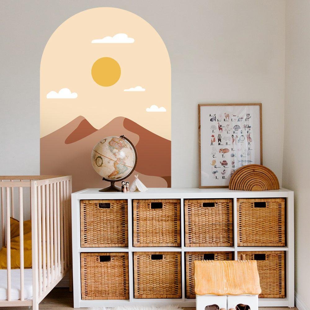 Enkel Fjäll- och Solbåge Dekal Huvudgavel Väggdekal, Flora Grossist, väggdekoration