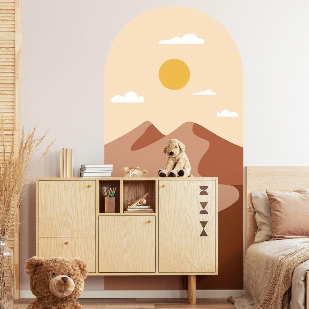 Enkel Fjäll- och Solbåge Dekal Huvudgavel Väggdekal, Flora Grossist, väggdekoration