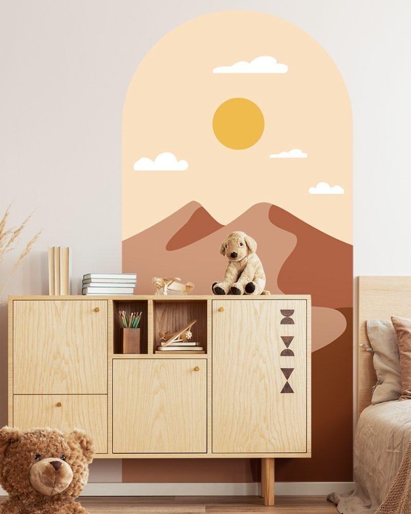 Enkel Fjäll- och Solbåge Dekal Huvudgavel Väggdekal, Flora Grossist, väggdekoration