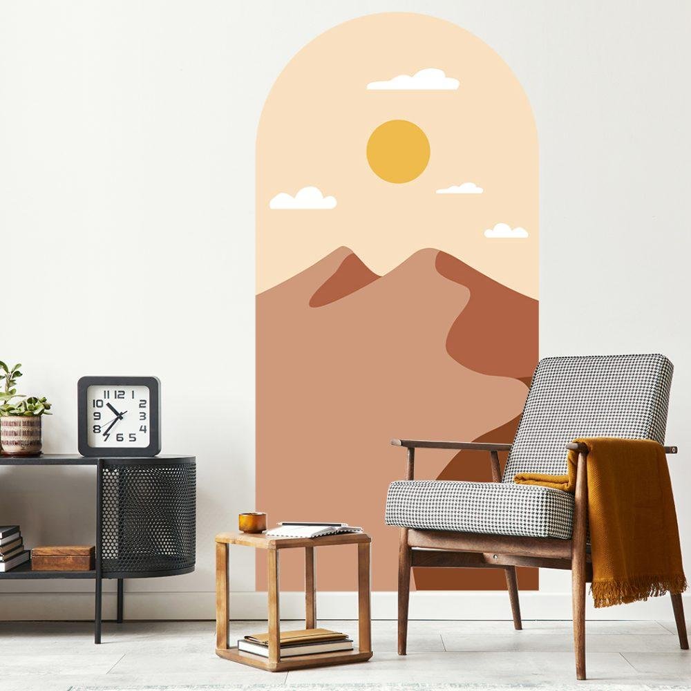 Enkel Fjäll- och Solbåge Dekal Huvudgavel Väggdekal, Flora Grossist, väggdekoration