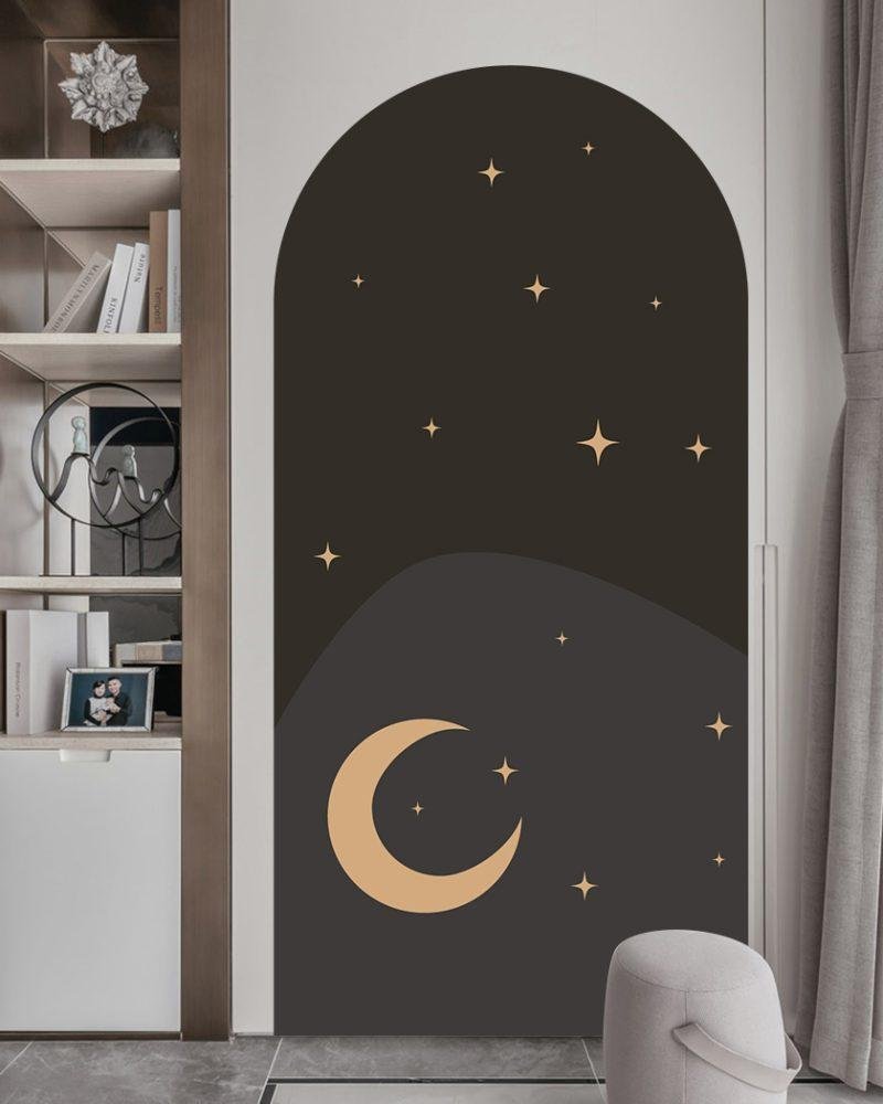 1 St Mån & Stjärnmönster Väggdekal, Flora Grossist, väggdekoration