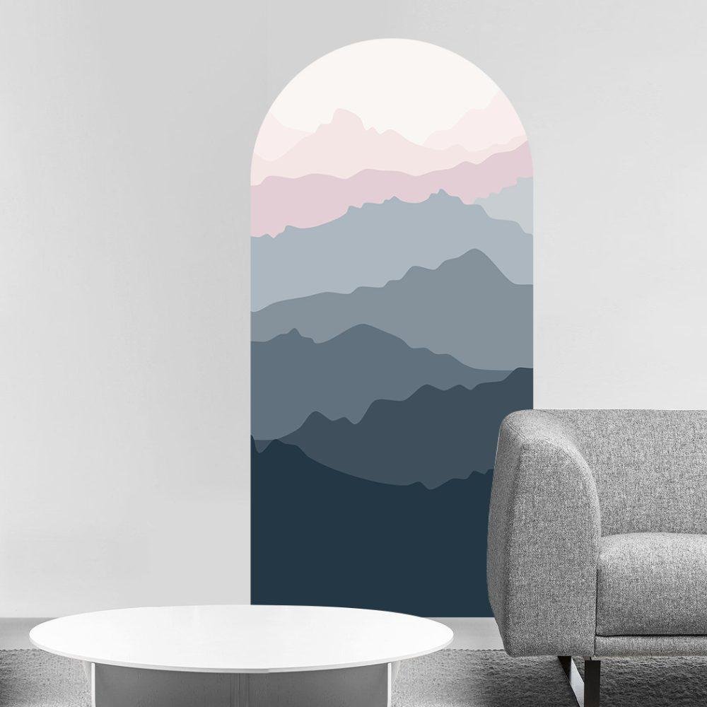 Enkel Mountain Cloud Arch Dekal Sänggavel Väggdekal, Flora Grossist, väggdekoration