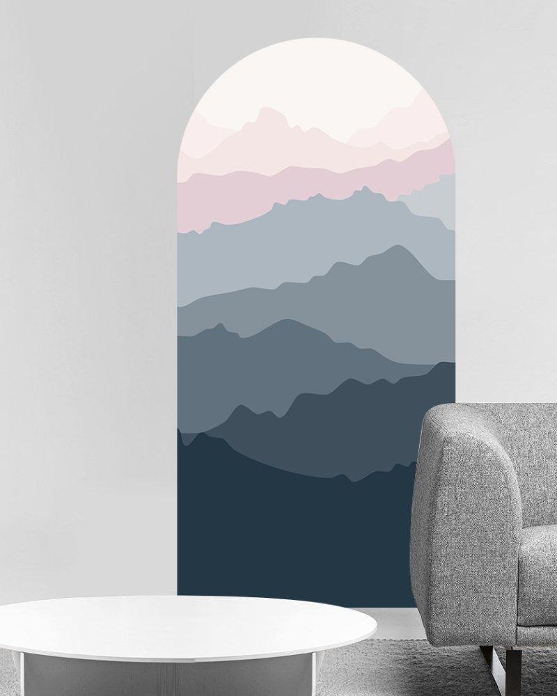 Enkel Mountain Cloud Arch Dekal Sänggavel Väggdekal, Flora Grossist, väggdekoration