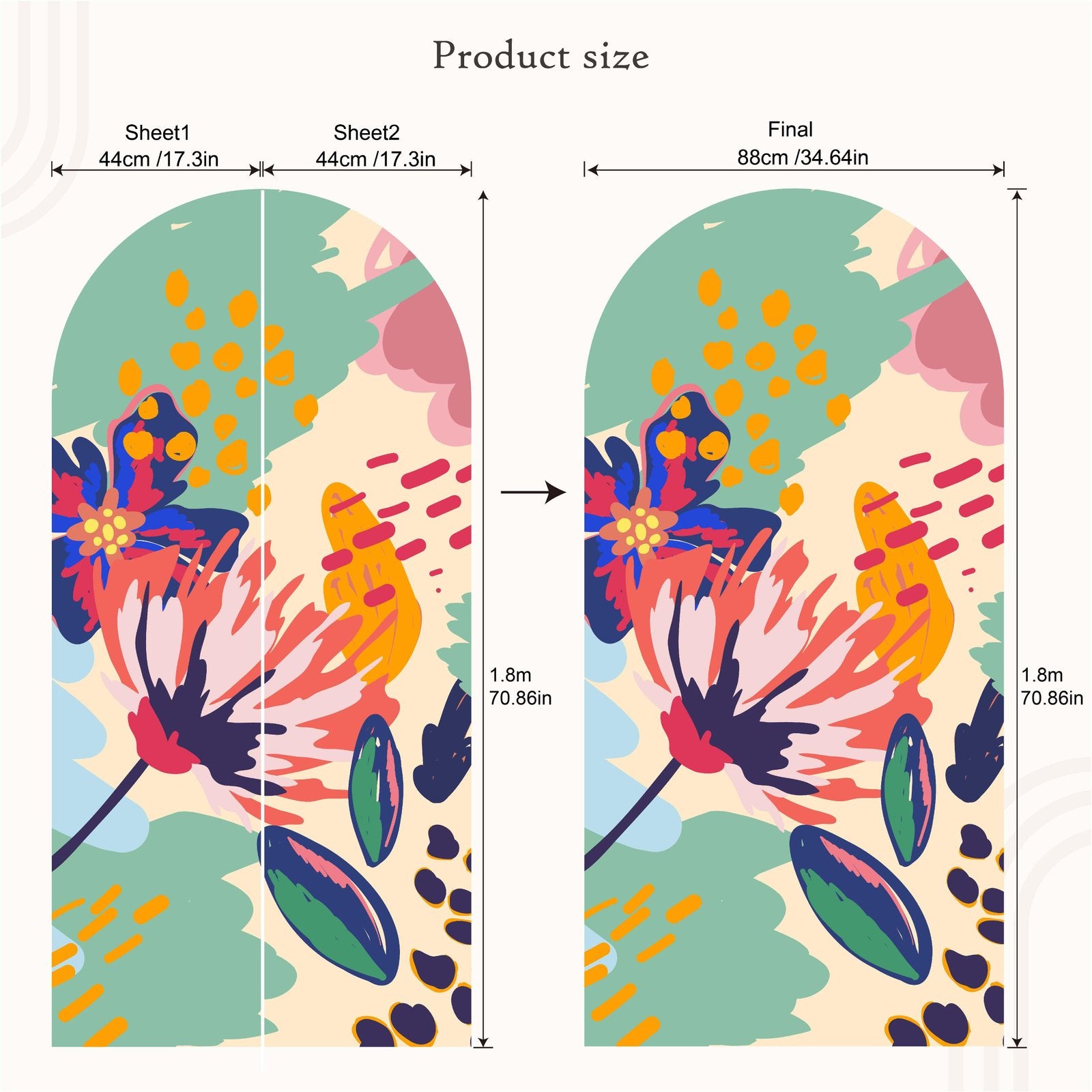 Väggdekal med Blommande Blomfjäril i Graffitistil, Flora Grossist, väggdekoration