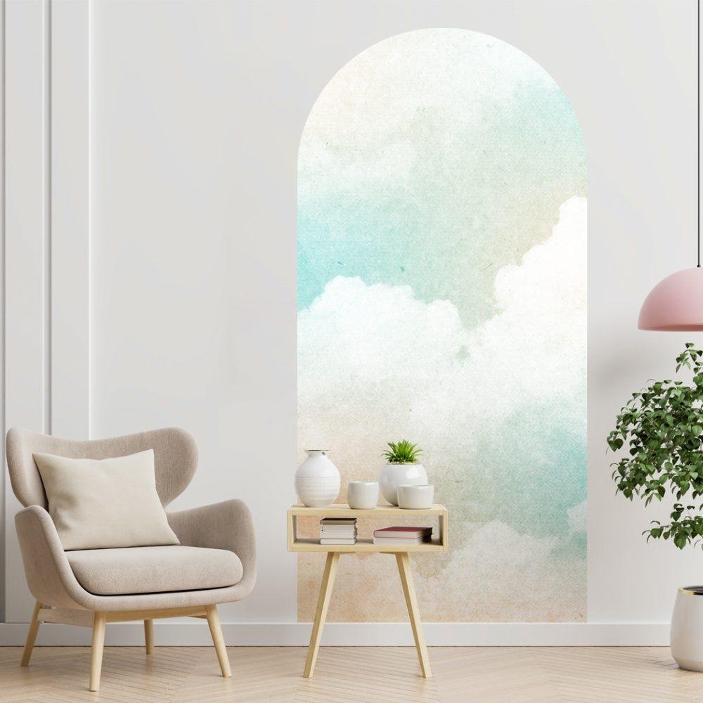 Stor Ljus Färg Bakgrund Cloud Arch Dekal Säng Sänggavel Väggdekal, Flora Grossist, väggdekoration
