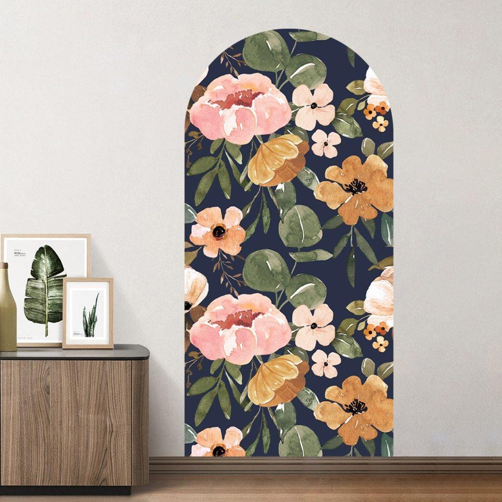 1 St Antik Svart Blomma Arch Dörrdekal Sängbord Väggdekal, Flora Grossist, väggdekoration