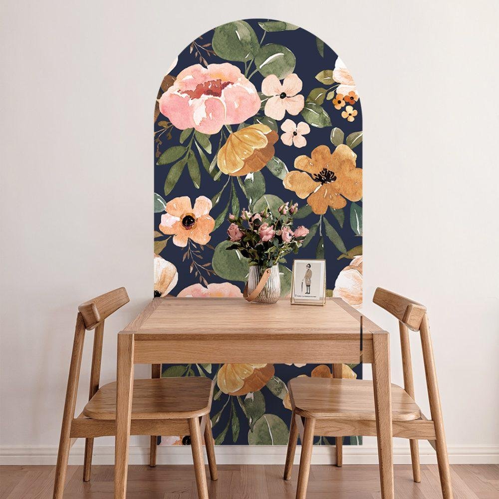 1 St Antik Svart Blomma Arch Dörrdekal Sängbord Väggdekal, Flora Grossist, väggdekoration