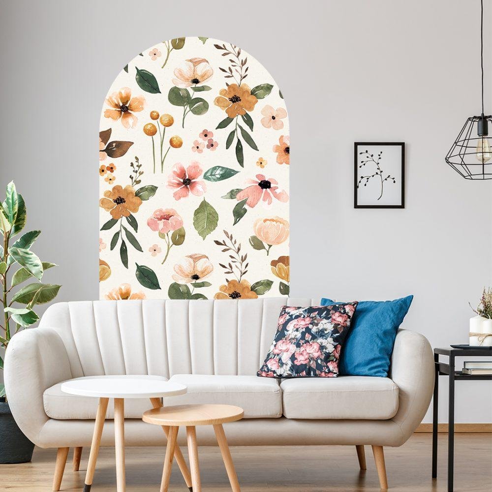 Elegant Flower Assortment Watercolor Wall Sticker, Flora Grossist, väggdekoration