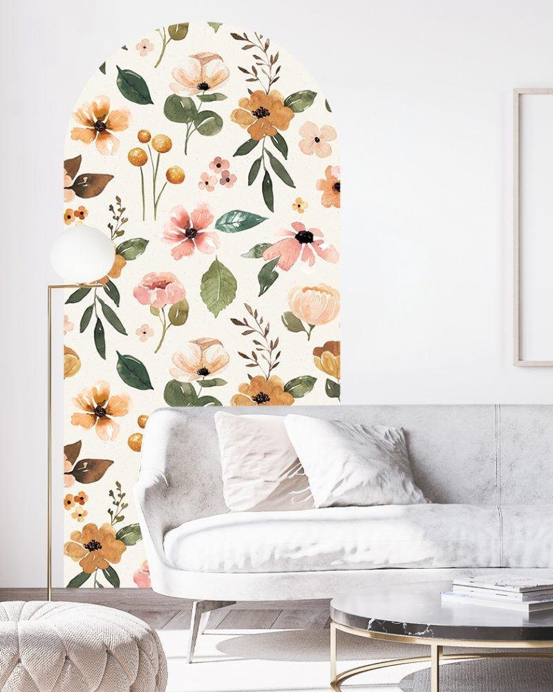 Elegant Flower Assortment Watercolor Wall Sticker, Flora Grossist, väggdekoration