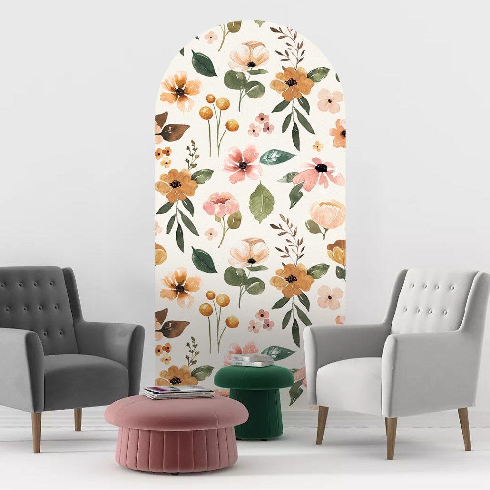 Elegant Flower Assortment Watercolor Wall Sticker, Flora Grossist, väggdekoration