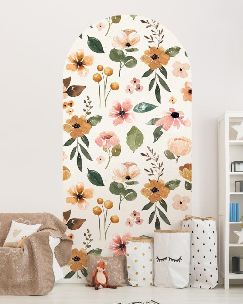 Elegant Flower Assortment Watercolor Wall Sticker, Flora Grossist, väggdekoration