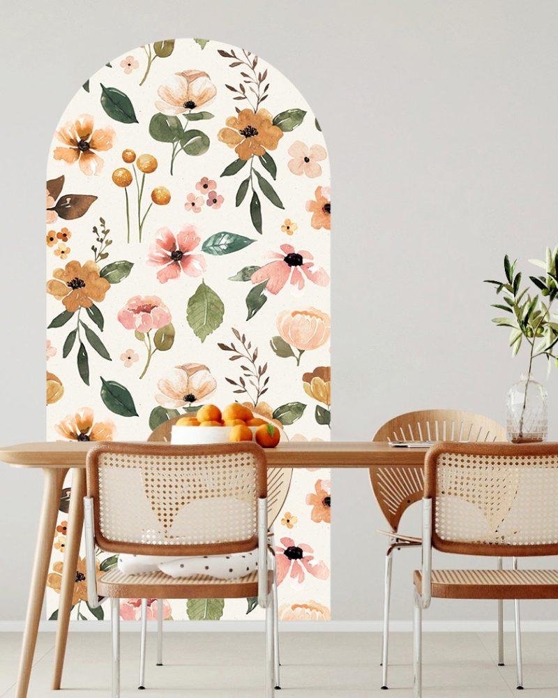 Elegant Flower Assortment Watercolor Wall Sticker, Flora Grossist, väggdekoration