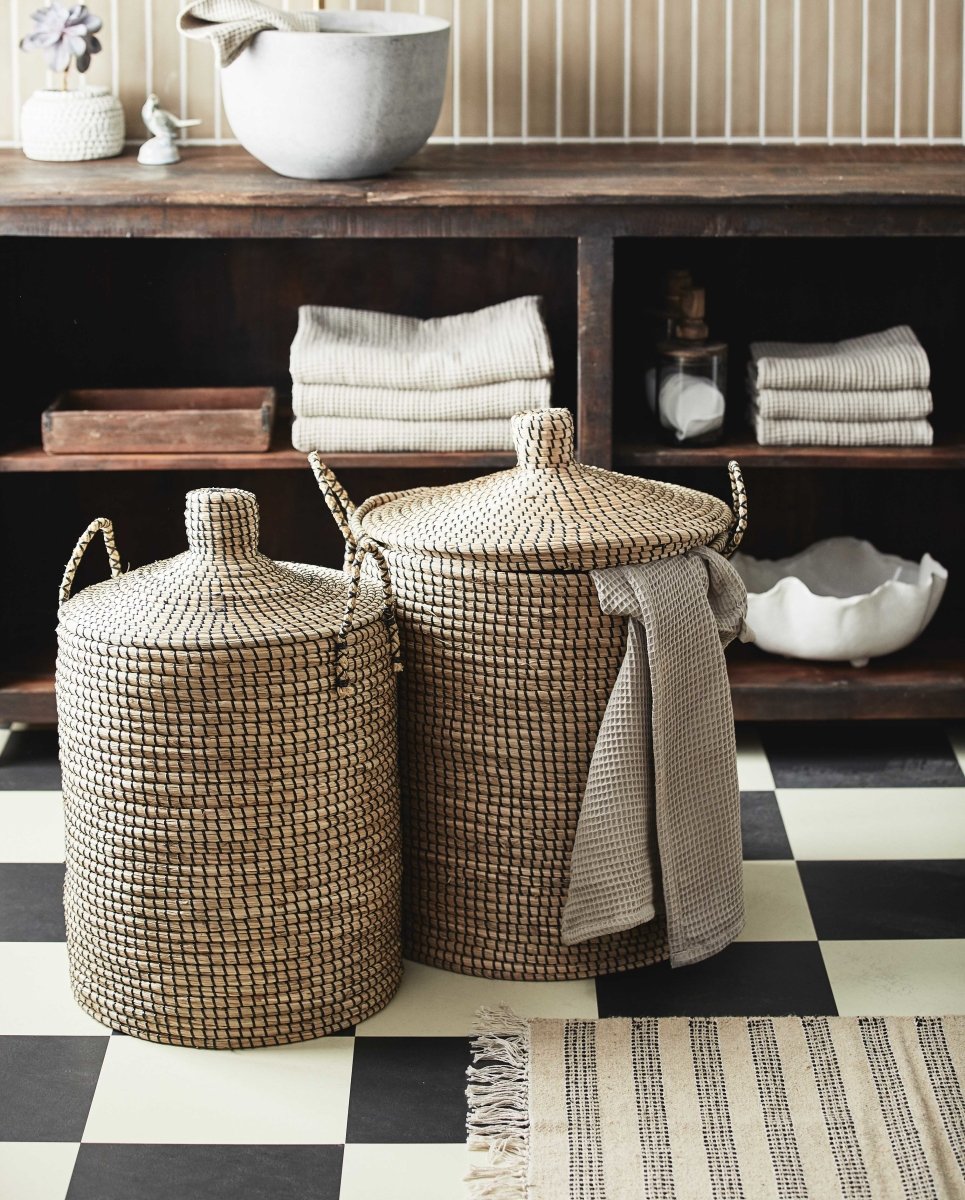 Laudy Laundry Basket, S/2 - Nature/black, Nordal, förvaring