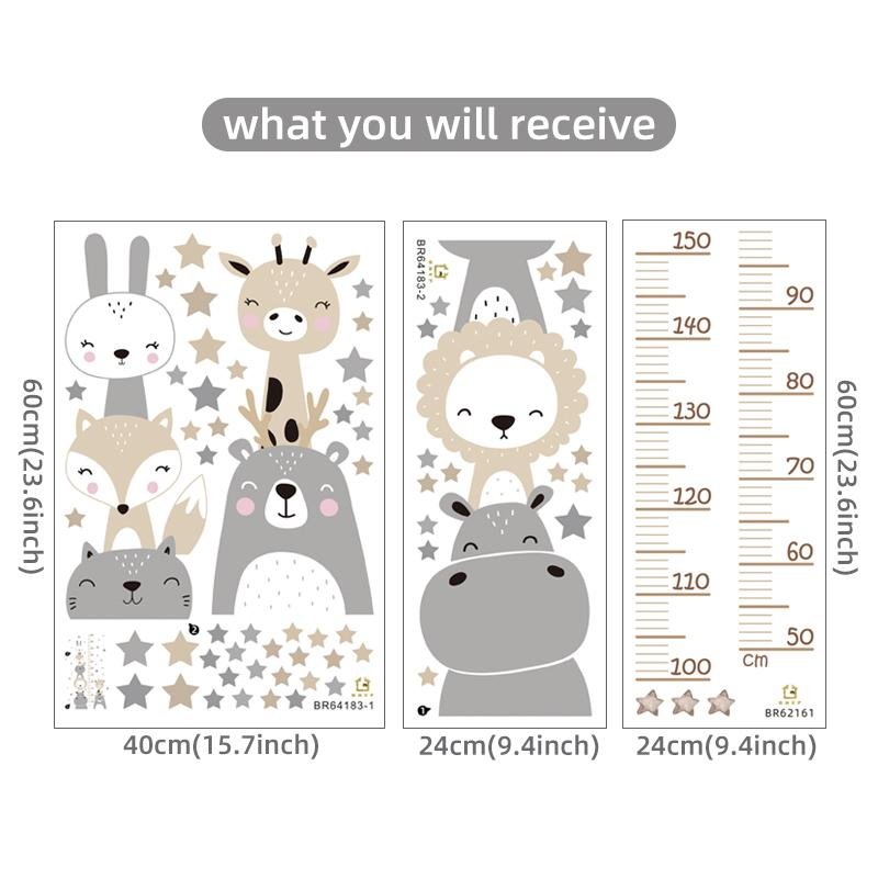 Animals And Stars Height Ruler Wall Stickers For Kids | Kids Height Ruler Decal, Flora Grossist, Barnrum