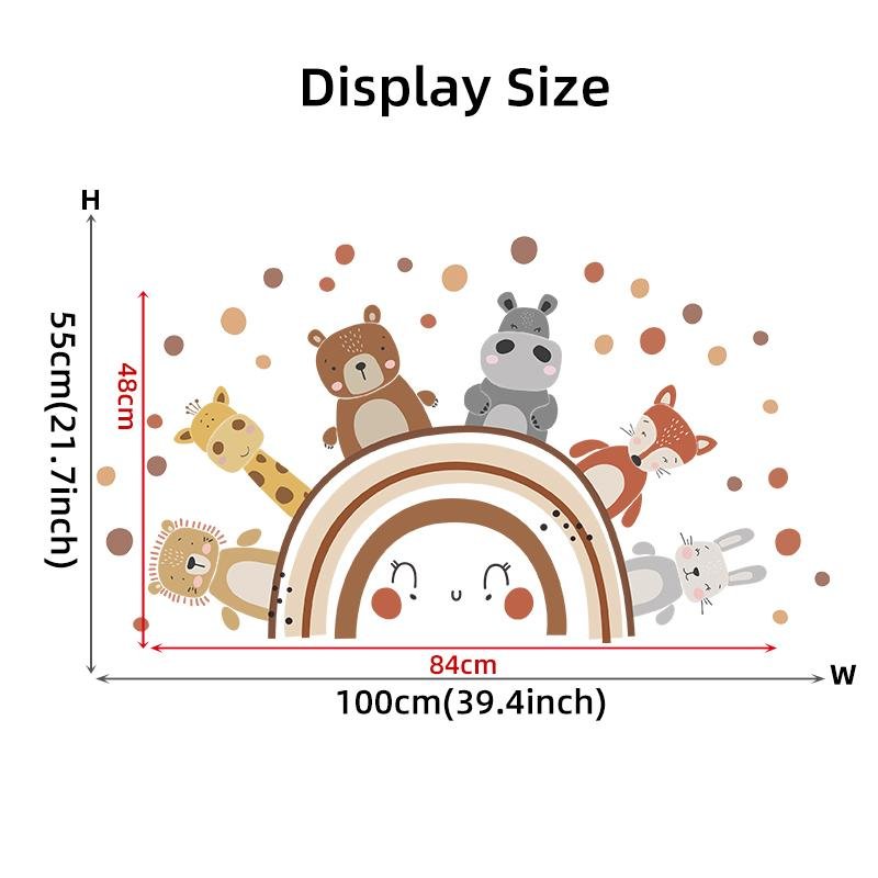 Boho Style Animals Rainbow Wall Decals Baby Room Decor Stickers, Flora Grossist, Barnrum