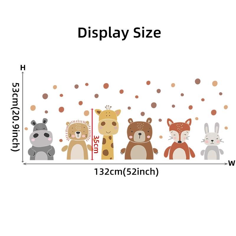 Cute Lion Bear Bunny Fox Giraffe Hippo Nursery Baby Kids Game Room Wall Decor Decals Decoration Interior, Flora Grossist, Barnrum