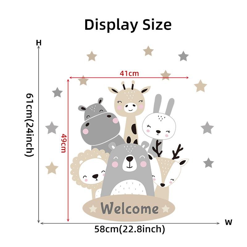 Nordic Cartoon Animal Wall Stickers For Kids Rooms, Flora Grossist, Barnrum