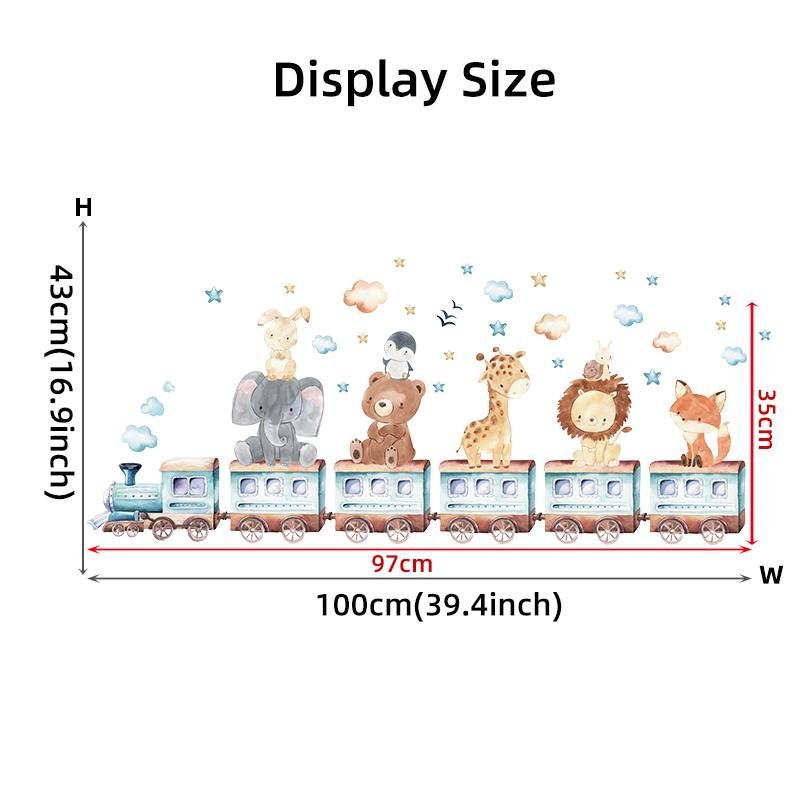 Cartoon Cute Animals Elephant Giraffe Train Wall Stickers, Flora Grossist, Barnrum