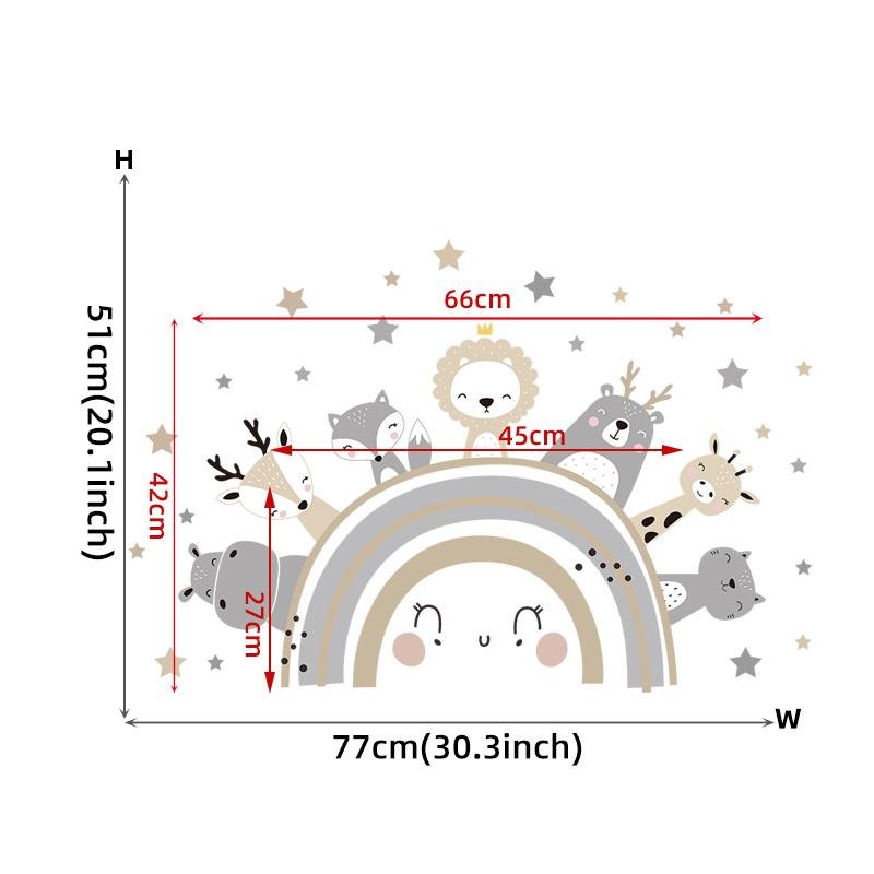 Nursery Wall Rainbow Animals Stickers, Flora Grossist, Barnrum